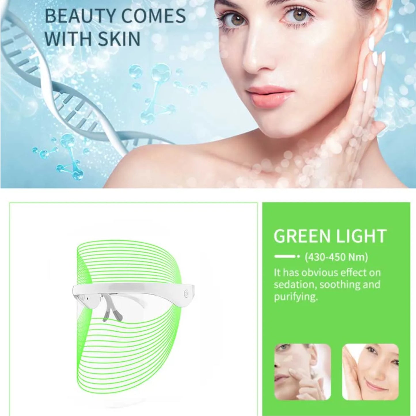 LED Light Mask, Anti Aging | 7-Color LED Facial Mask |  Compact & Portable Skin Care Tool