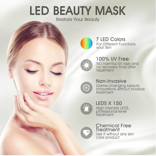LED Color Light Facial Skin Care Mask| 7 LED Lights | Compact & Portable Skin Care Tool